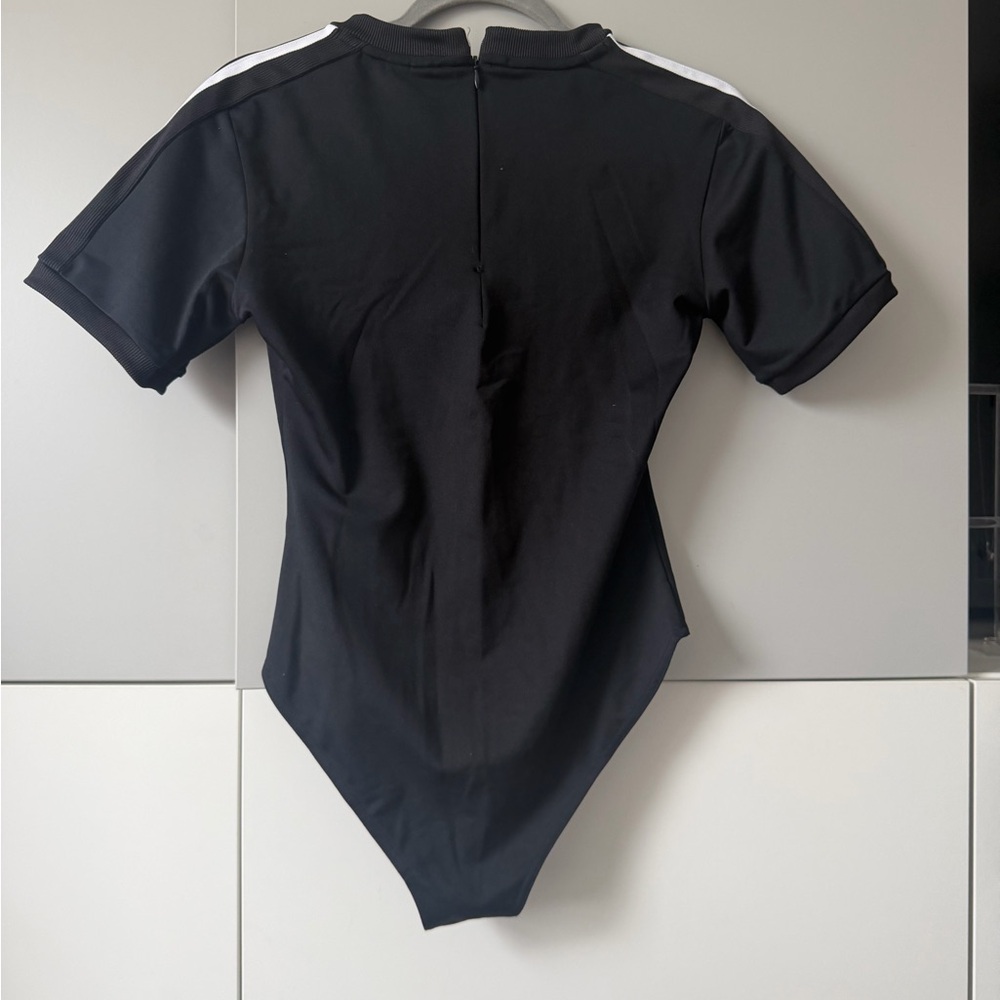 Adidas Women's Black Bodysuit with White Stripes - Picture 5 of 6